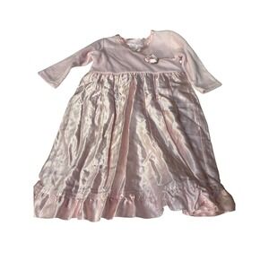 Bebe Monde Pink Satin Ruffle Nightgown Dress Baby Toddler Girls 18M